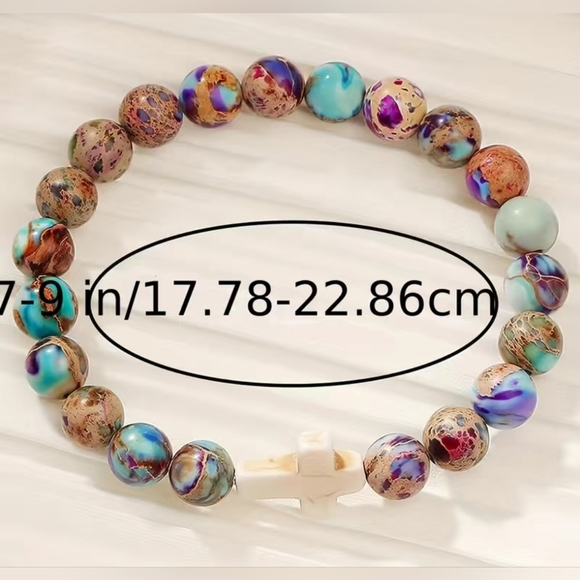 Cross Bracelet Confirmation Gifts, Christian Gifts. Natural stone… - Picture 6 of 10